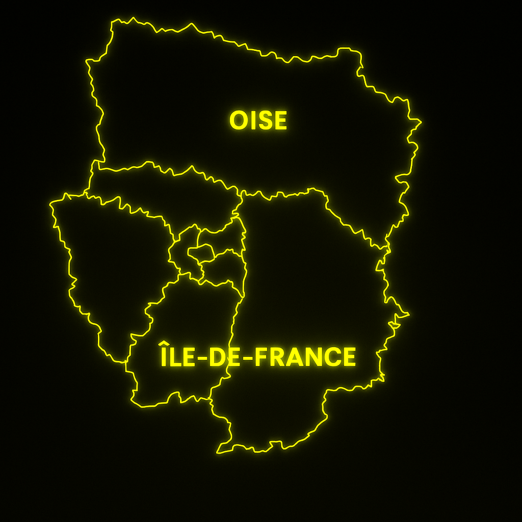 Carte des zones d'intervention - Île-de-France et Oise